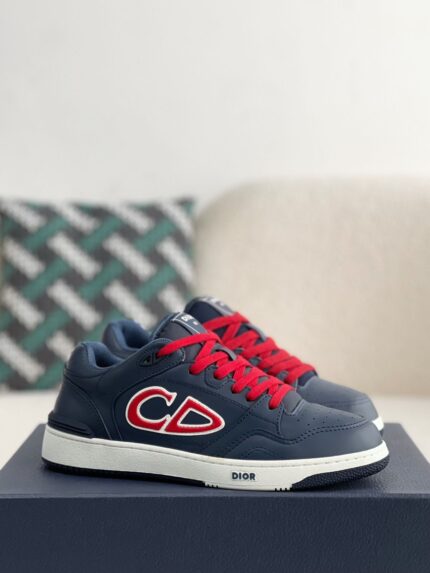 DIOR B-57 DRIBBLE LOWTOP SNEAKERS BLUE red SMOOTH CALFSKIN CD LOGO
