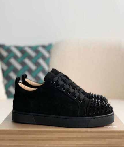 Christian Louboutin Sneakers | Louis Junior Spikes – Luxury Black Suede
